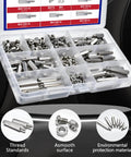 210 Piece M4 Hex Standoff Spacers Set Carbon Steel Male Female Metric Thread For PCB Prototyping Kit in open plastic case