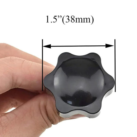Hex Handle Threaded Knobs With Star Bump Grip For M8 16mm Posts, 38mm head diameter in hand for size reference.