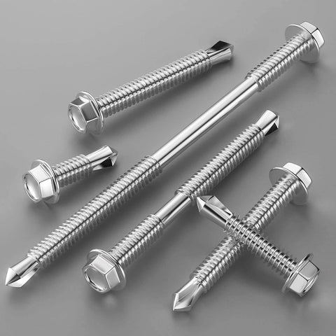 300pcs #8 x 3/4 Inch Hex Washer Head Self Drilling Screws 410 Stainless Steel TEK Sheet Metal Self Tapping Screws for Metal Wood and Plastic