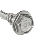 Close-up of #8 x 1/2 Inch Hex Washer Head Self Drilling Tek Screw, Zinc Plated Steel for Metal to Metal Fastening