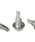 #8 x 1/2 Inch Hex Washer Head Self Drilling Tek Screws, Zinc Plated Steel Sheet Metal Screws for Metal to Metal Fastening, 3 screws shown