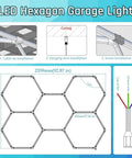 Hexagon LED Garage Light Fixture Dope Bright 6500K 156W 17280LM installation and wiring diagram with dimensions.