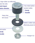 Two Pack Strut Channel Trolley Stopper And Roller Limiter For One And Five Eighths Inch Wide And Taller Strut Channels, Prevents Trolley Assembly Slippage, Durable Metal And Rubber Stopper For Secure Positioning, with hexagon nut and washers.