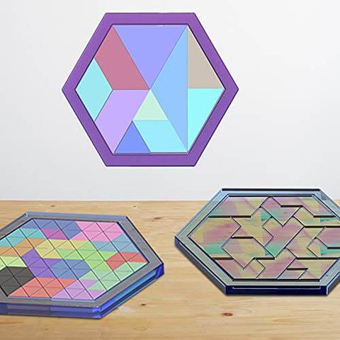 5 Piece Puzzle Resin Molds Set, Silicone Tray Molds For Epoxy Casting with colorful game board shapes on a wooden table.