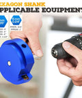 Heavy-Duty 3 Inch PVC Pipe Reamer for Standard One-Half Inch Drills Socket Saver held next to a drill for Schedule 40 PVC CPVC ABS Pipes