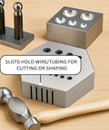 Heavy Duty Hexagonal Steel Riveting Block For Precision Riveting And Staking Bench Wizard Quality 2 Inch Across Corners With 15 Holes