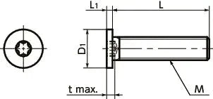 Technical diagram of SSTS-M8-20 NBK Hexalobular Socket Head Cap Screw - Low Profile - Made in Japan with measurements and labeling.