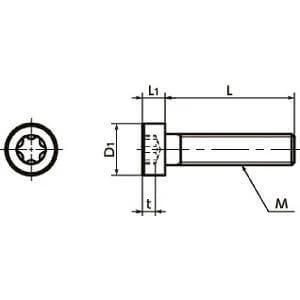 Diagram of ✝️ SLTS-M2.5-12 NBK Hexalobular Socket Head Cap Screws - Low Profile - Made in Japan, showing dimensions and structure.