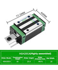 Set Of 2 HGH20CA Linear Bearing Slider Blocks For HG20 Linear Guides with dimensions and specifications displayed