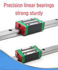 HGH20CA Bearing Block Slider For HGR20 Linear Rails By ThgivingStore, showing precision bearings on metal rails for CNC applications.