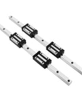 Two Pack HGR15 HGH15 Linear Guide Rails 300mm Length With Four HGH15CA Carriages shown on a white background