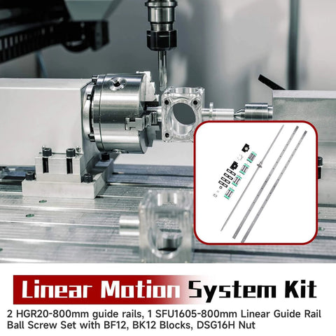 ✝️ 2 pcs hgr20-800mm linear rail 1pcs sfu1605 ballscrew bf12/bk12 blocks for cnc diy linear motion system kit on cnc machine