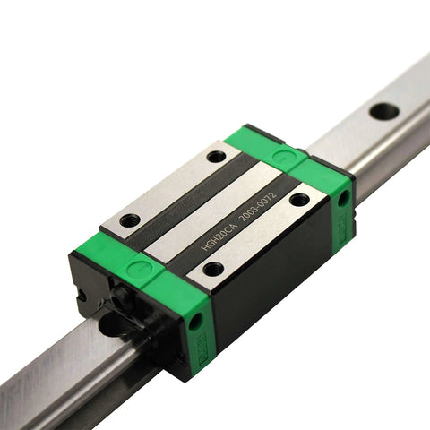 HGR20 Linear Rail & Ball Screw Kit with 2pcs 600mm Rails, close-up of slide block on guide rail