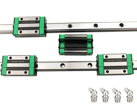 Budget Friendly HGR20 Linear Guide Rail Set With 2 Rails And 4 Bearing Blocks for DIY CNC routers, lathes, mills, steel build