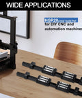 1000mm HGR20 Linear Guide Kit with four HGH20CA carriage blocks shown beside CNC machine on a wooden table.