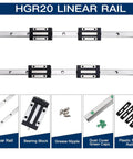 ✝️ 2pcs 500mm hgr20 linear guide rail with 4 bearing block, 1pcs 500mm sfu1204 ball screw with metal deflector ball screw nut