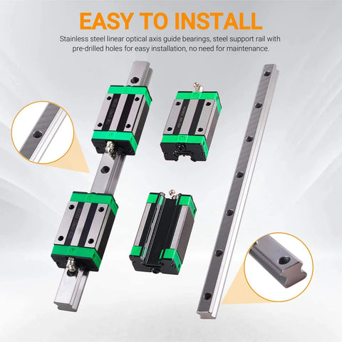 Long Travel Linear Guide Rail Kit With 2 X 1500mm Rails And 4 HGH25CA Blocks For CNC Routers Lathes And Milling Machines