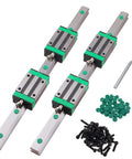 HGR25 Linear Guide Rail Kit with 2pcs 600mm Rails and 4 HGH25CA Blocks, bearing steel, shown with hardware and dust covers