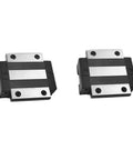 HGW20 Bearing Blocks Set For CNC Linear Rail Kit, two 20mm square carriage sliders with four-point contact, black and silver design.