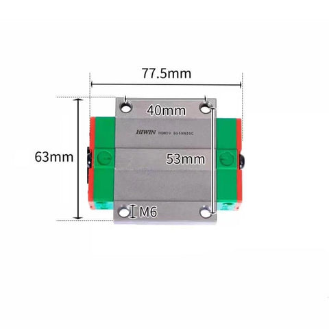 Top view of HGW20CC HIWIN Linear Block for HGW20 Linear Motion Slider Rail Guide Linear Bearing with dimensions and mounting holes visible.