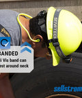 Reusable Banded Earplugs For Work Hearing Protection With Neck Cord 25 Decibels Noise Reduction in use on construction site worker