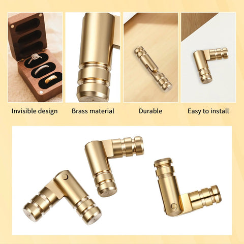 Hidden Brass Hinges 20 Pack 20x4mm Concealed Hinge Set, solid brass invisible hinges for jewelry boxes and small woodworking projects