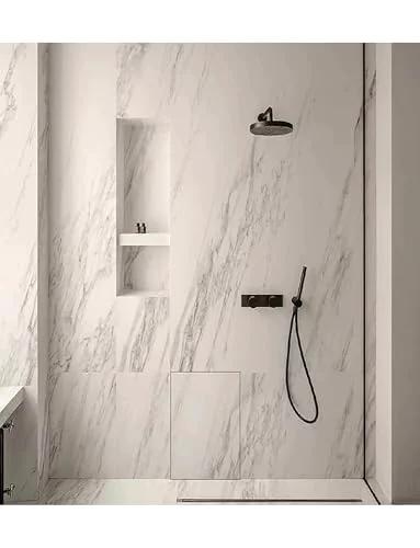 Seamless, heavy duty concealed hinges install invisibly behind tile, marble, or drywall for hidden access panels in a bathroom.