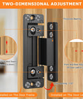 Slim Concealed Hidden Door Hinges 2Pack Heavy Duty Adjustable Invisible Hinge Kit for Secret Doors shown installed on wood with adjustment details
