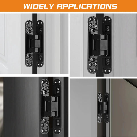 Hidden Door Hinge Kit For Concealed Doors 6 Inch 180 Degree Swing Zinc Alloy 3 Way Adjustable Butt Silent Hinges Black Pack Of 2 By Zeyuansen For Seamless Invisible Door Integration And Easy Install.