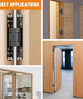Hidden Door Hinge Kit 6 Inch Concealed Hinge Set For Invisible Doors And Feature Walls With 180 Degree Swing 3 Way Adjustable Black Finish