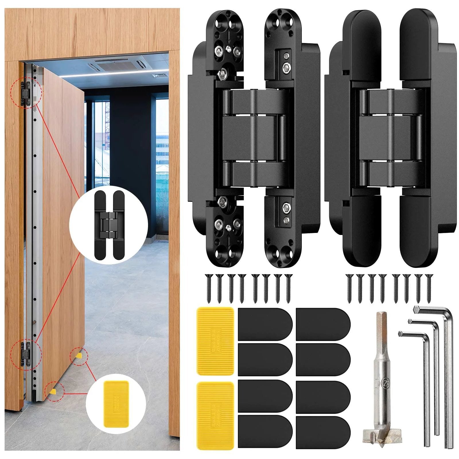 Hidden Door Hinge Kit 6 Inch Concealed Hinges ✓