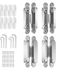 4 Pack 7 Inch Hidden Door Hinges Concealed Zinc Alloy With 180 Degree Swing 3 Way Adjustable Silent Butt Hinge DIY Installation Set