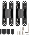 Hidden Door Hinges 2 Pack 6 Inch Black Heavy Duty Concealed Hinges For Secret Doors And Bookcase Doors With 3 Way Adjustable Alignment