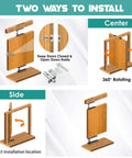 Diagram showing two installation methods for Hidden Pivot Door Hinges For Wood Rooms And Bookcases, demonstrates 360-degree rotation.