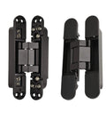 Hidden Door Hinges 6 Inch Concealed Butt Hinge Zinc Alloy 180 Degree Swing 3 Way Adjustable Black 2 Pack