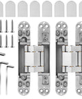 Hidden Door Hinges 6 Inch Stainless Steel Pack Of Two Concealed Hinges With 180 Degree Swing 3 Way Adjustable Heavy Duty for Secret Doors