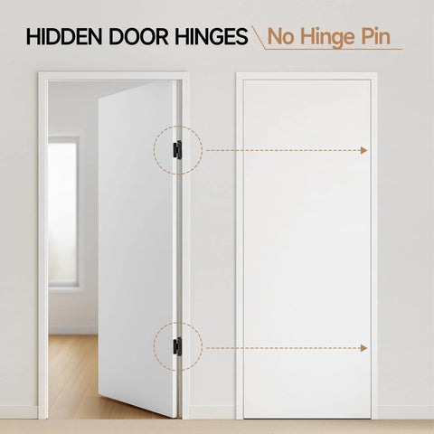 Installed Hidden Door Hinges Two Pack Ultra Thin Concealed Hinges For Secret Doors Pantries And Closets No Tools Needed