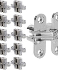 Hidden Door Hinges Set For Cabinets 180 Degree Concealed Cross Hinges Invisible Hinges 10 Pack Cold Rolled Steel