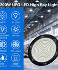 High Bay LED Light 200W 30000 Lumens Shop Lighting Two Color Temperature 4000K And 5000K IP65 Waterproof UL ETL Listed
