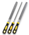 3 Piece 8 Inch High Carbon Steel Metal File Set Includes Flat Round And Half Round Files For Metal And Wood Smoothing Shaping Deburring Durable Hand Files With 62 To 66 HRC Hardness For Long Lasting Sharp Edges