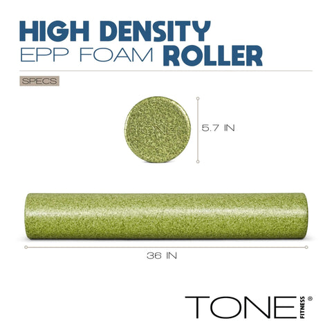 High Density EPP Foam Exercise Roller For Yoga Pilates Stretching Massage And Recovery 36 Inch Black With Firm Deep Tissue Pressure