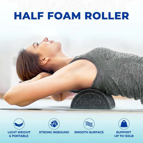 High Density EPP Half Round Back Roller Foam for Exercise Yoga Pilates and Stretching used by woman for support and stretching