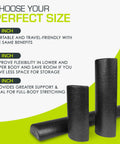 High Density Foam Roller 36 Inch Long Firm Full Body Massager in black with size options for back stretching and mobility