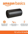 High Density 12 Inch Foam Roller for Exercise and Recovery in Black, Durable Polypropylene Core With Firm Molded Edges, shown upright