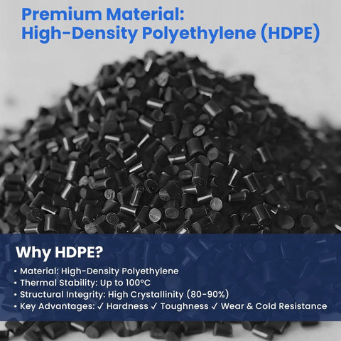 Pile of high-density polyethylene (HDPE) pellets showcasing material qualities for Beefy Heavy Duty Interlocking Plastic Pallets.