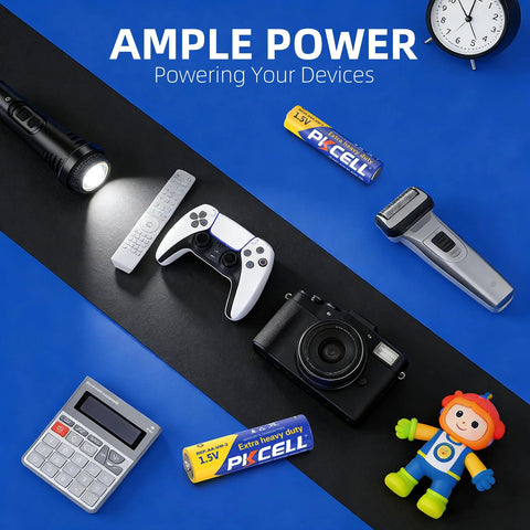 AA And AAA Battery Combo Pack, 24 AA And 24 AAA, 1.5V Carbon Zinc High Energy showcasing devices powered by batteries