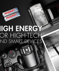 Smart Universal Charger With LCD And 32 NiMH Rechargeable AA AAA C D Batteries with camera and flash depicted