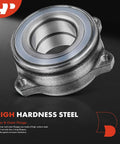 High hardness steel wheel bearing and hub assembly with four-hole flange for Mercedes-Benz, close-up view.