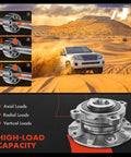 Front Wheel Bearing And Hub Assembly Pair For BMW 525i 530i 540i Z8 1997 To 2003 Replacement displayed with load capacity infographic.