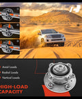 Diagram showing axial, radial, and vertical loads with SUV in desert and Front Wheel Bearing And Hub Assembly For BMW 745i 745Li 750i 750Li 760i 760Li Alpina B7 2002 to 2008 Direct Fit OEM Replacement Easy Install With High Load Capacity And Smooth Rolling.